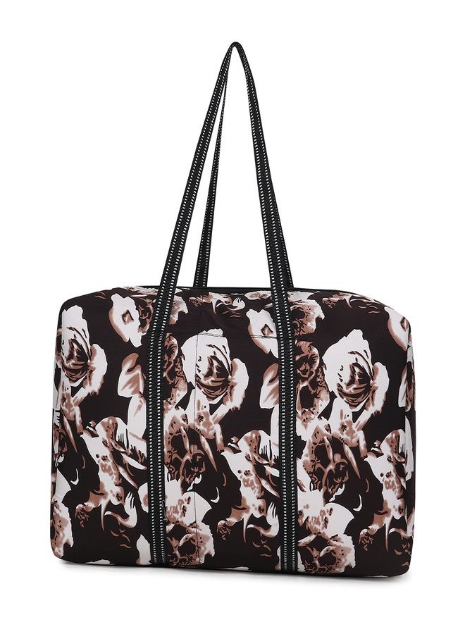 Turtuls Group حقيبة سفر نسائية من مجموعة تورتولز، لون بني، مزينة بنقشة زهور - Image 2